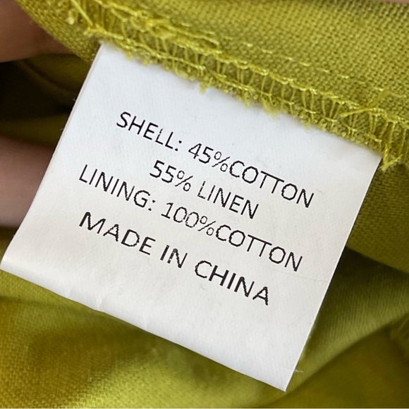 YAURA Revolve Titi Dress Green Linen Blend One Shoulder Ruffle - Picture 3 of 5